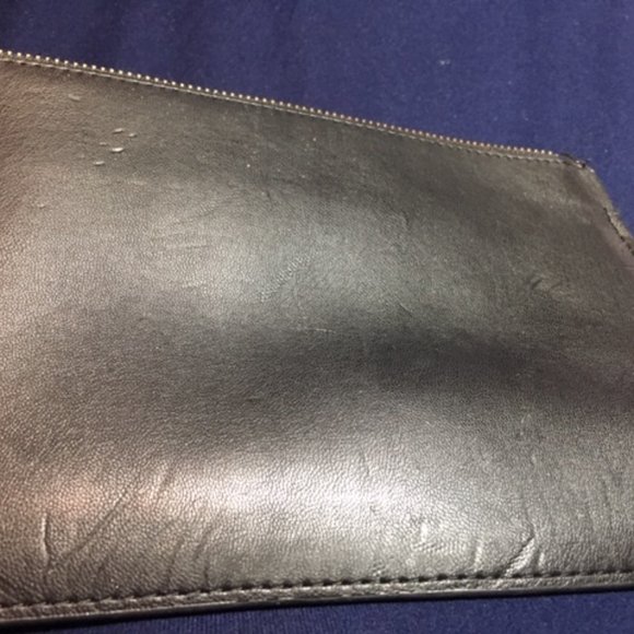 Calvin Klein Black Studded Leather Zip Pouch Wallet Purse 10" x 6" - Picture 12 of 13